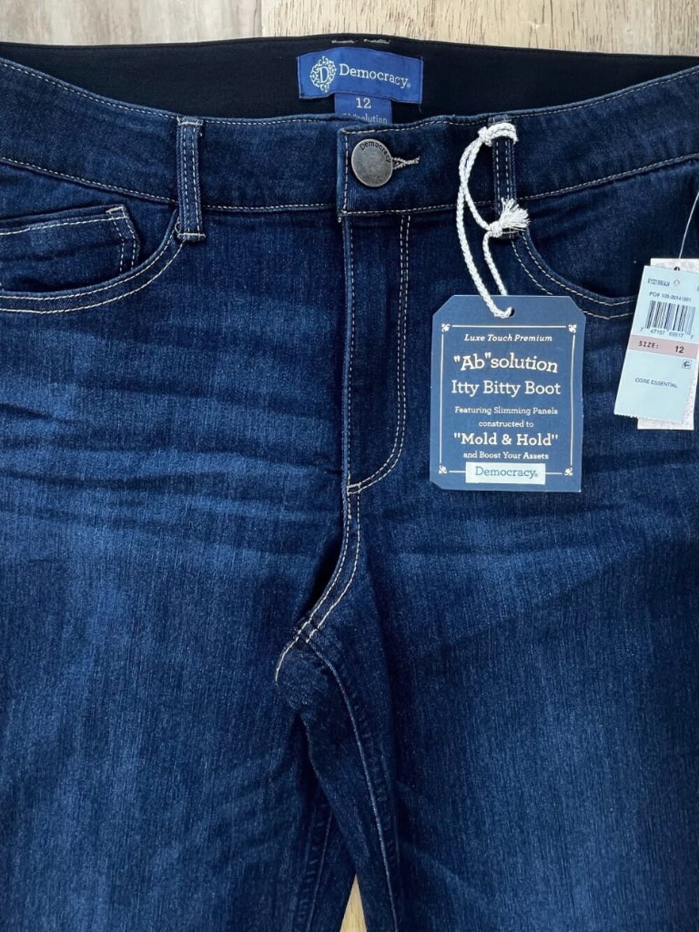 DEMOCRACY AB SOLUTION ITTY BITTY BOOT STRAIGHT LEG JEANS WOMEN’S sz 12 STRETCHY - Picture 2 of 13